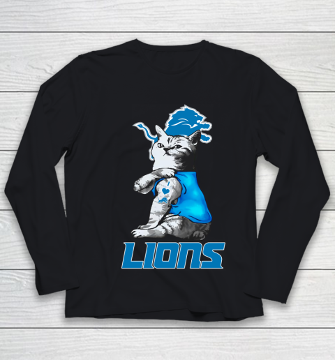 NFL Football My Cat Loves Detroit Lions Youth Long Sleeve