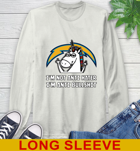 Los Angeles Chargers NFL Football Unicorn I'm Not Anti Hater I'm Anti Bullshit Long Sleeve T-Shirt 12