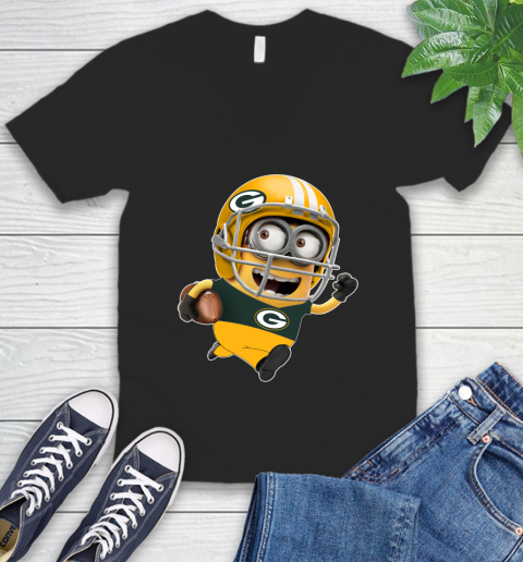 NFL Green Bay Packers Minions Disney Football Sports V-Neck T-Shirt 2