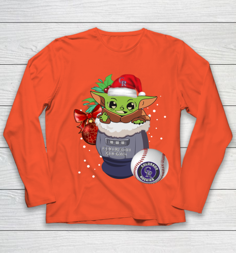 Colorado Rockies Christmas Baby Yoda Star Wars Funny Happy MLB Youth Long Sleeve 4