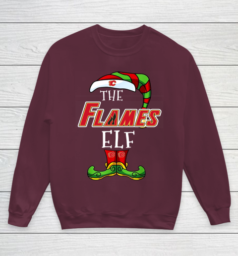 Calgary Flames Christmas ELF Funny NHL Youth Sweatshirt 4