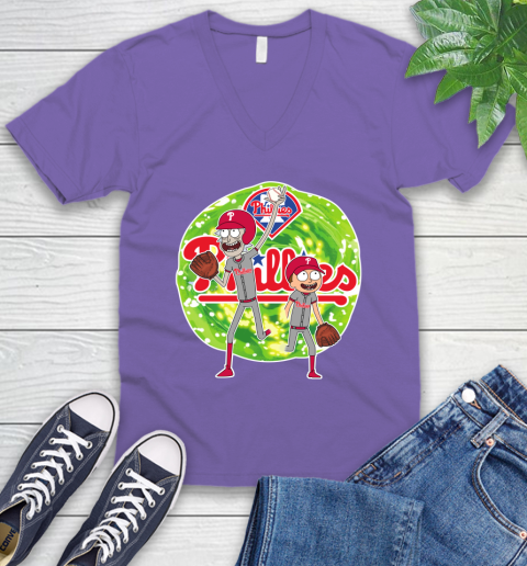 MLB Philadelphia Phillies Rick And Morty Baseball Sports V-Neck T-Shirt 10