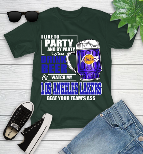 NBA Drink Beer and Watch My Los Angeles Lakers Beat Your Team's Ass Basketball Youth T-Shirt 5