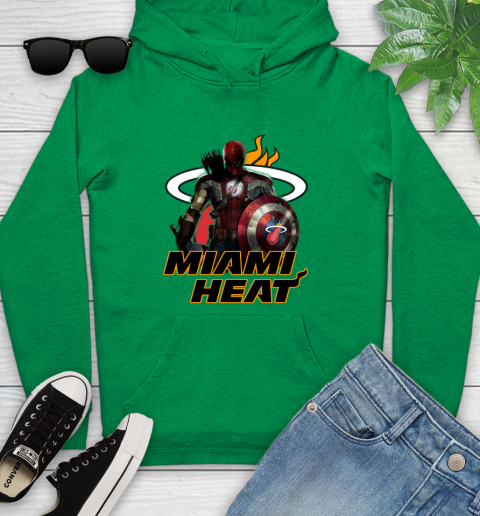 Miami Heat NBA Basketball Captain America Thor Spider Man Hawkeye Avengers Youth Hoodie 7