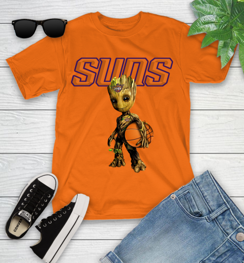 Phoenix Suns NBA Basketball Groot Marvel Guardians Of The Galaxy Youth T-Shirt 7