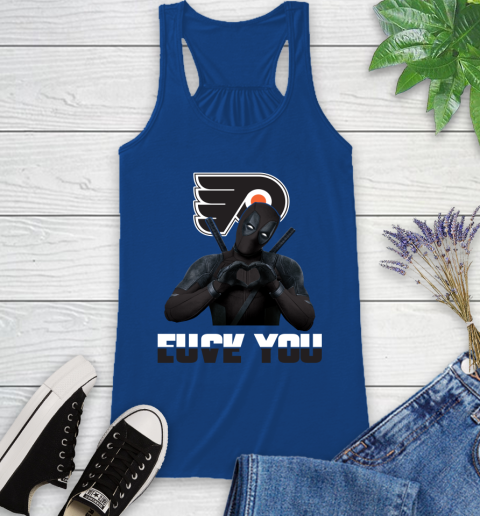 NHL Philadelphia Flyers Deadpool Love You Fuck You Hockey Sports Racerback Tank 8
