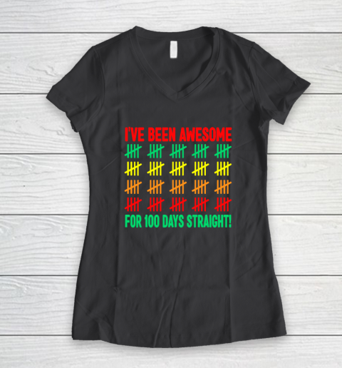 100 Days of School Shirt Kids 100th Day of School Women's V-Neck T-Shirt 4