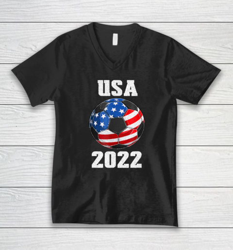 USA Flag Jersey USA American Soccer Team 2022 Football V-Neck T-Shirt