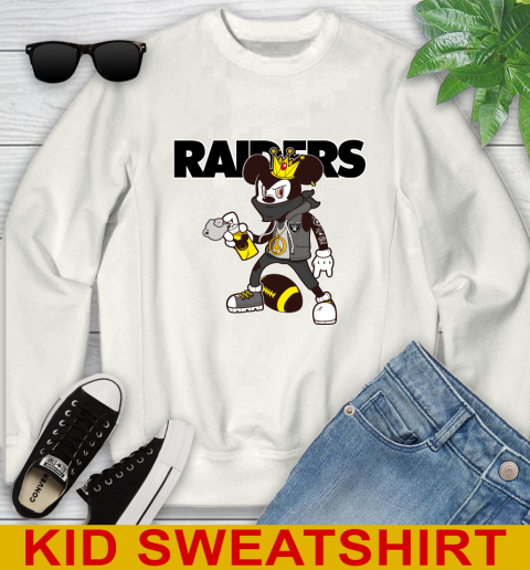 Oakland Raiders NFL Football Mickey Peace Sign Sports Youth Sweatshirt