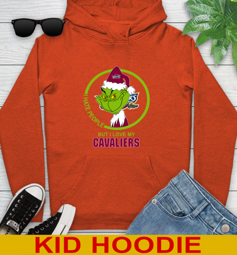 Cleveland Cavaliers NBA Christmas Grinch I Hate People But I Love My Favorite Basketball Team Youth Hoodie 5