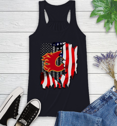 Calgary Flames NHL Hockey American Flag Racerback Tank - Image 10
