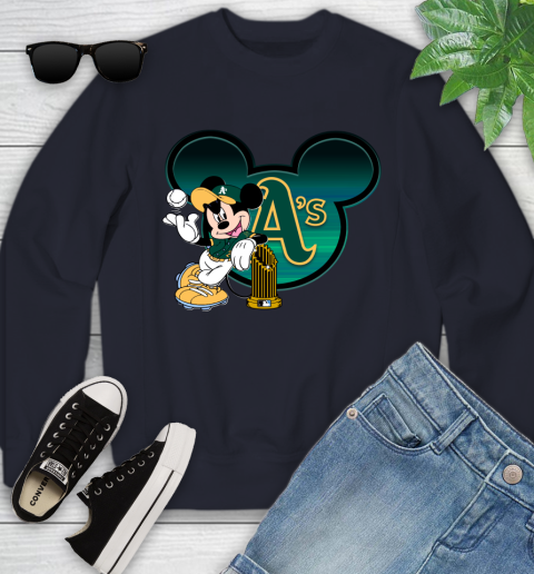 MLB Oakland Athletics The Commissioner's Trophy Mickey Mouse Disney Youth Sweatshirt 3