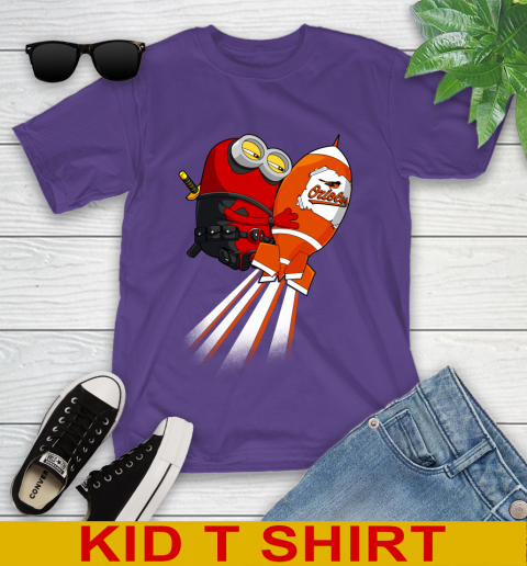 MLB Baseball Baltimore Orioles Deadpool Minion Marvel Shirt Youth T-Shirt 3