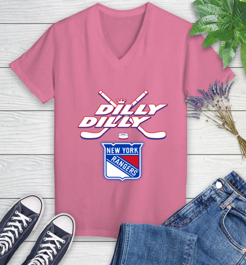 NHL New York Rangers Dilly Dilly Hockey Sports Women's V-Neck T-Shirt 13
