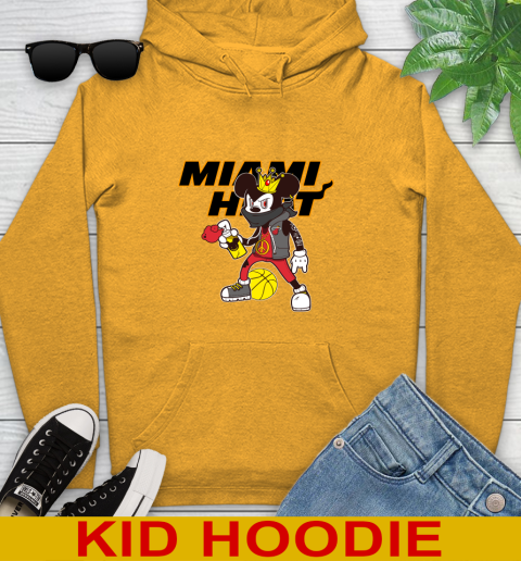 Miami Heat NBA Basketball Mickey Peace Sign Sports Youth Hoodie 3