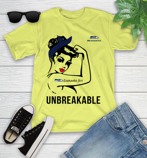NFL Seattle Seahawks Girl Unbreakable Football Sports Youth T-Shirt 5