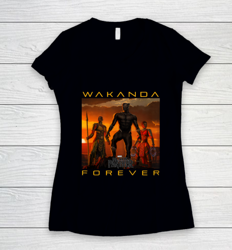 Marvel Black Panther Movie Wakanda Forever Graphic Women's V-Neck T-Shirt