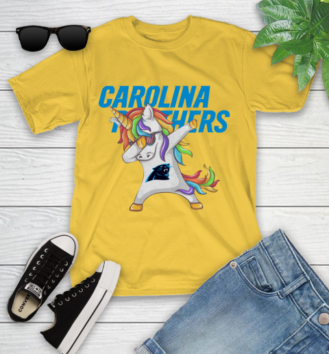 Carolina Panthers NFL Football Funny Unicorn Dabbing Sports Youth T-Shirt 8