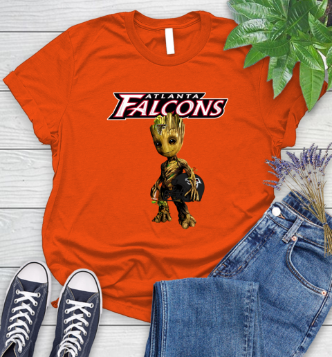 Atlanta Falcons NFL Football Groot Marvel Guardians Of The Galaxy Women's T-Shirt 4