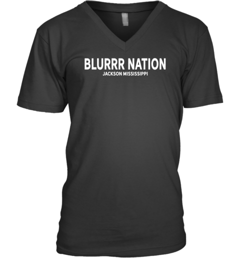 Blurrr Nation Jackson Mississippi V-Neck T-Shirt