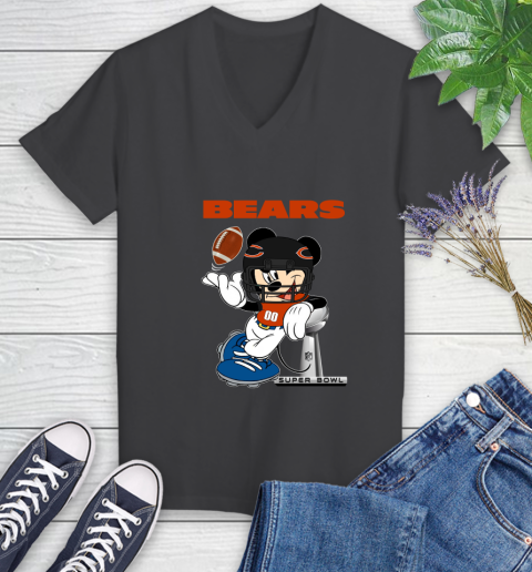 NFL Chicago Bears Mickey Mouse Disney Super Bowl Football T Shirt Women's V-Neck T-Shirt 8