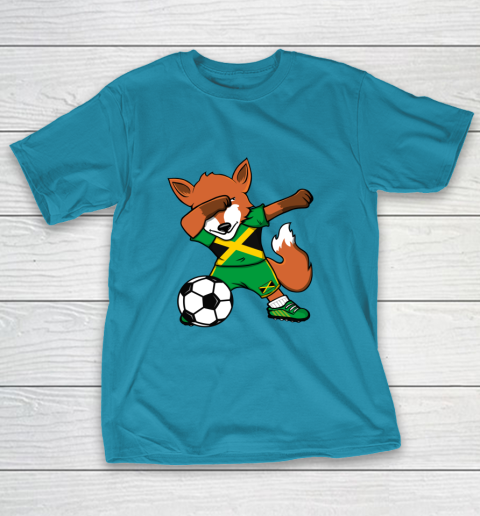 Dabbing Fox Jamaica Soccer Fans Jersey Jamaican Football Fan T-Shirt 8