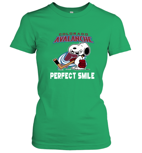 rvzv colorado avalanche snoopy perfect smile the peanuts ladies t shirt 20 front irish green