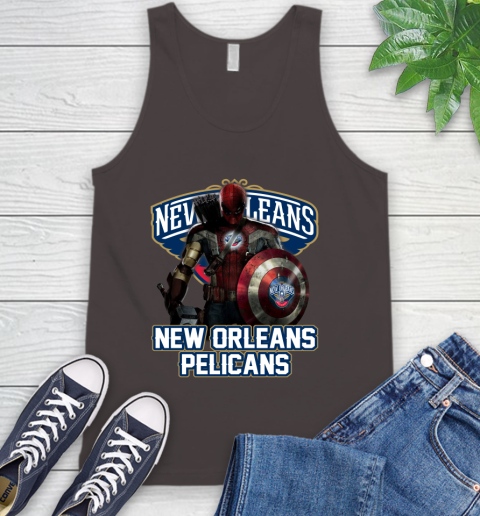 New Orleans Pelicans NBA Basketball Captain America Thor Spider Man Hawkeye Avengers Tank Top 7