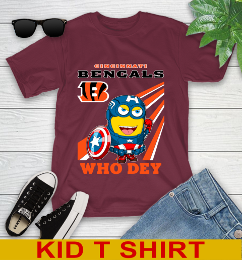 NFL Football Cincinnati Bengals Captain America Marvel Avengers Minion Shirt Youth T-Shirt 5