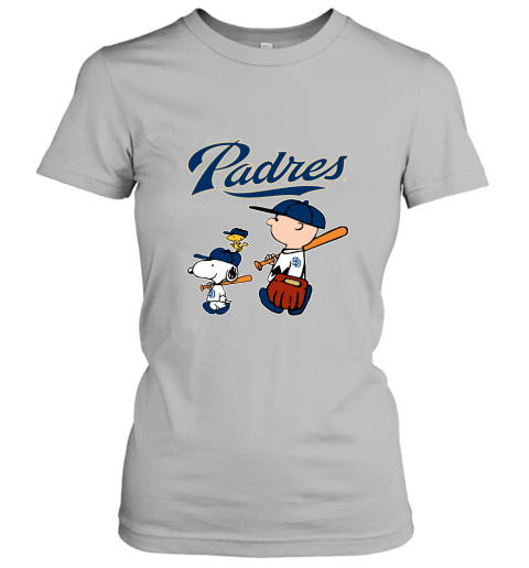 nfpk san diego padres lets play baseball together snoopy mlb shirt ladies t shirt 20 front sport grey