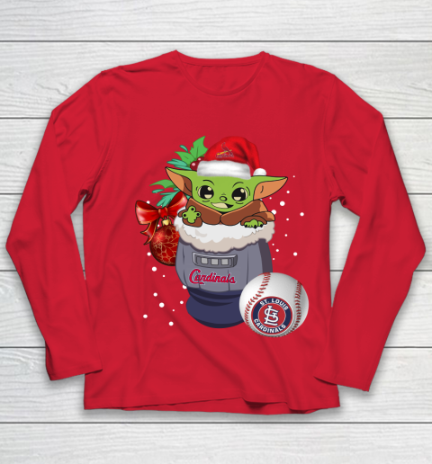 St.Louis Cardinals Christmas Baby Yoda Star Wars Funny Happy MLB Youth Long Sleeve 10