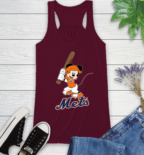 MLB Baseball New York Mets Cheerful Mickey Mouse Shirt Racerback Tank 3