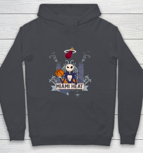 NBA Miami Heat Basketball Jack Skellington Halloween Youth Hoodie 5