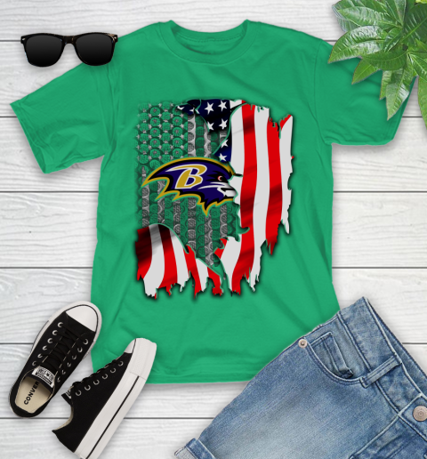 Baltimore Ravens NFL Football American Flag Youth T-Shirt 8