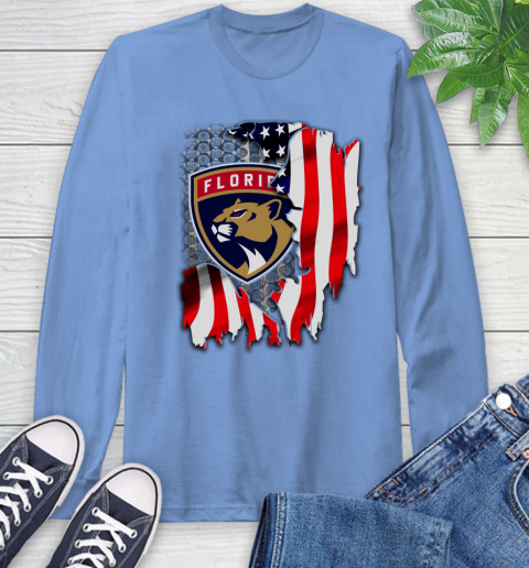 Florida Panthers NHL Hockey American Flag Long Sleeve T Shirt Tee For Sports