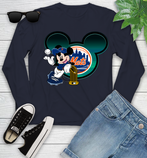 MLB New York Mets The Commissioner's Trophy Mickey Mouse Disney Youth Long Sleeve 3