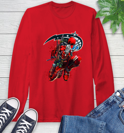 NBA Deadpool Marvel Comics Sports Basketball Orlando Magic Long Sleeve T-Shirt 10