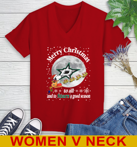 Dallas Stars Merry Christmas To All And To Stars A Good Season NHL Hockey Sports Women's V-Neck T-Shirt 10