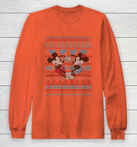 Disney Mickey And Minnie Mouse Christmas Ugly Sweater Style Long Sleeve T-Shirt 3
