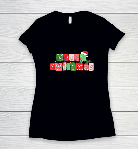 Merry Swiftmas Christmas Funny Santa Xmas Family Matching Women's V-Neck T-Shirt