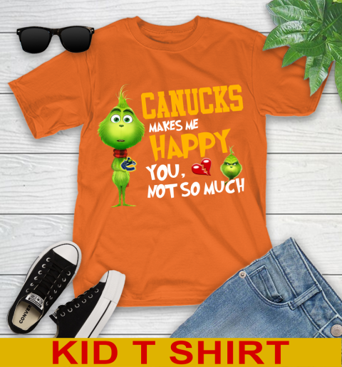 NHL Vancouver Canucks Makes Me Happy You Not So Much Grinch Hockey Sports Youth T-Shirt 8
