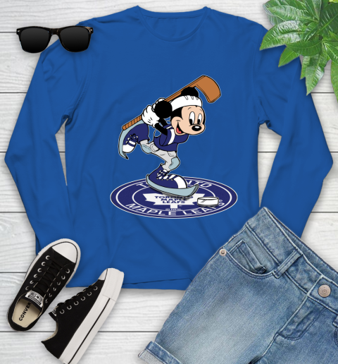 NHL Hockey Toronto Maple Leafs Cheerful Mickey Disney Shirt Youth Long Sleeve - Image 11
