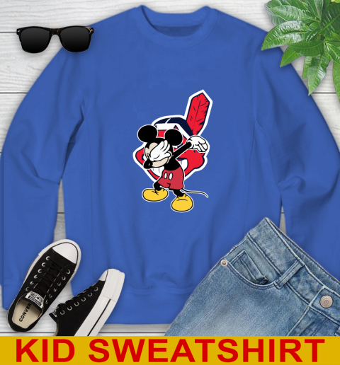 Cleveland Indians MLB Baseball Dabbing Mickey Disney Sports Youth Sweatshirt 7