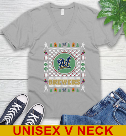 Milwaukee Brewers Merry Christmas MLB Baseball Loyal Fan V-Neck T-Shirt 4 Milwaukee Brewers Merry Christmas MLB Baseball Loyal Fan V-Neck T-Shirt - Image 4