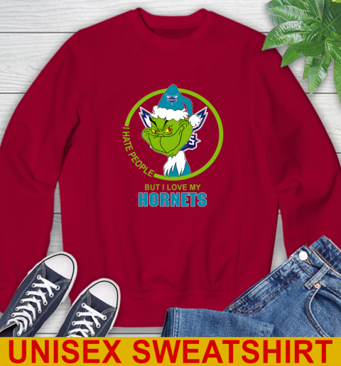 Charlotte Hornets NBA Christmas Grinch I Hate People But I Love My Favorite Basketball Team Sweatshirt 7