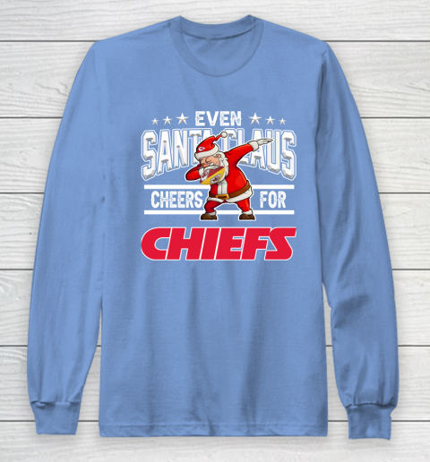 Kansas City Chiefs Even Santa Claus Cheers For Christmas NFL Long Sleeve T-Shirt 8