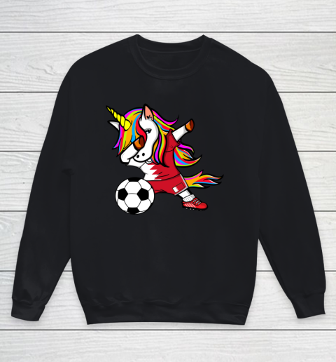 Dabbing Unicorn Bahrain Football Bahraini Flag Soccer Youth Sweatshirt