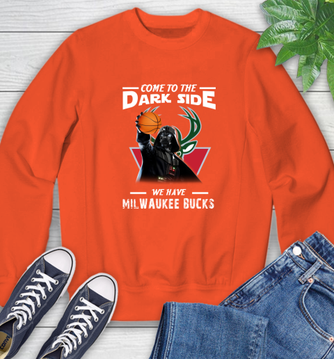 NBA Come To The Dark Side We Have Milwaukee Bucks Star Wars Darth Vader Basketball Sweatshirt 3