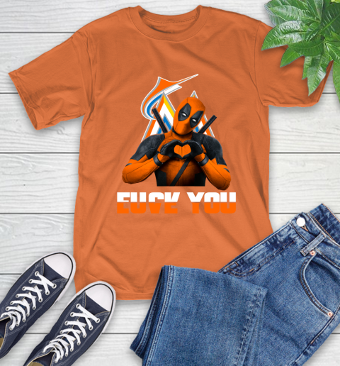 MLB Miami Marlins Deadpool Love You Fuck You Baseball Sports T-Shirt 4