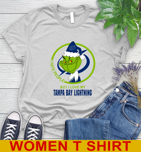 Tampa Bay Lightning NHL Christmas Grinch I Hate People But I Love My Favorite Hockey Team Women's T-Shirt